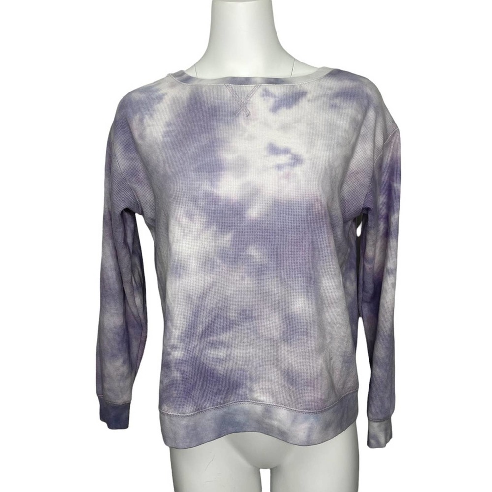 Splendid Waffle Weave Purple Tie Dye Tee Top Pullover Shirt XS